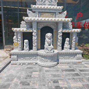 丽江芝麻白中国黑石材套墓 花岗岩墓碑