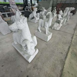 丽江芝麻白雕刻 十二生肖 异形雕刻