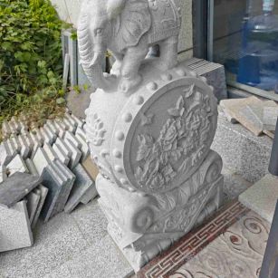 丽江芝麻白抱鼓石 庭院抱鼓石